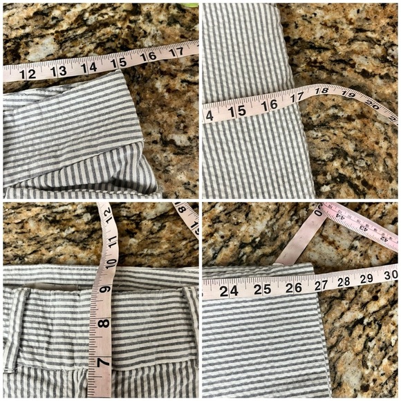 LOFT Sailorcore Nautical Womens Skinny Seersucker Pants 4 Preppy Coastal Casual - Picture 3 of 8